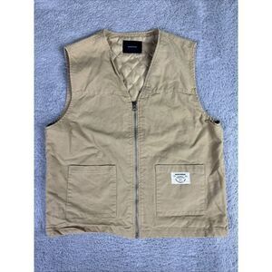 PACSUN Men's Gorp Utility Hunting Fishing Canvas Zip M Up Vest Tan Outdoors